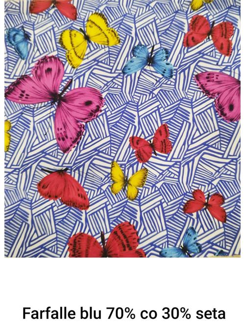 tessuto in seta e cotone stampa Laboratorio Capri | SETACOTONEFARFALLEBLU